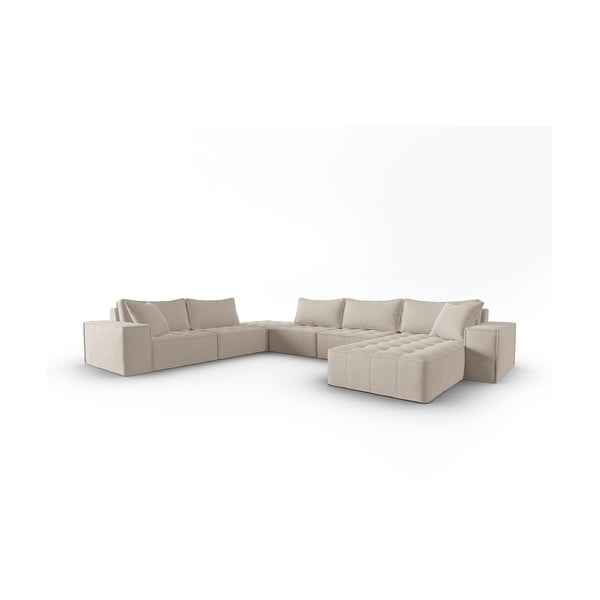 Kampinė sofa smėlio spalvos (su kairiuoju kampu/„U“ formos) Mike – Micadoni Home