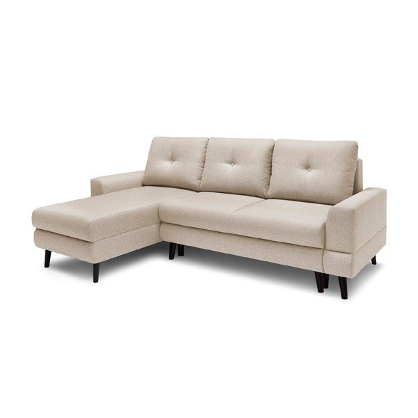 Šviesiai smėlio spalvos "Bobochic Paris Calanque" kampinė sofa-lova, kairysis kampas-image-3