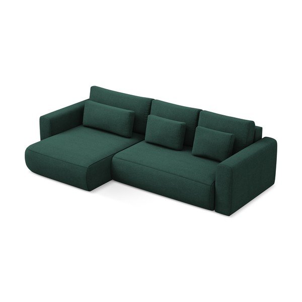 Žalios spalvos sulankstoma/su sandėliavimo vieta kampinė sofa (su kairiuoju kampu/su gultu) Kapua – Makamii-image-4