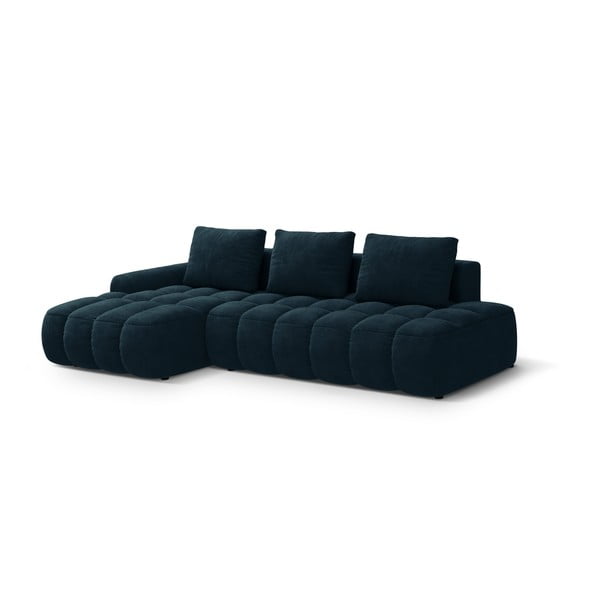 Smaragdinės spalvos iš velveto sulankstoma/su sandėliavimo vieta kampinė sofa (su kairiuoju kampu/su gultu) Linz – Cosmopolitan Design-image-2