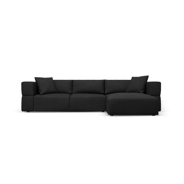Kampinė sofa juodos spalvos (su dešiniuoju kampu) Esther – Milo Casa