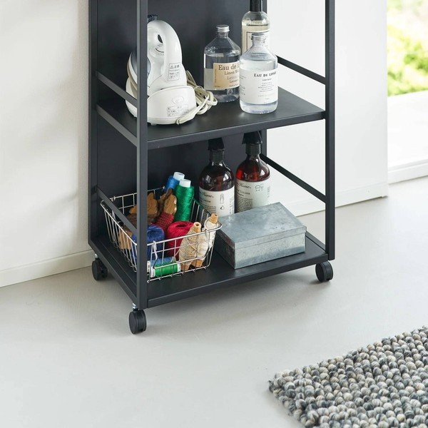 Juodos spalvos iš metalo lentyna ant ratukų 42x84,5x32 cm Tower – YAMAZAKI-image-3