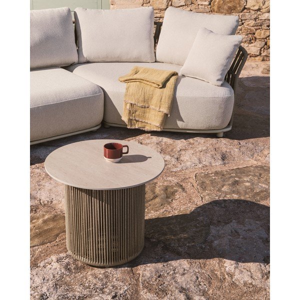 Iš metalo apvalios formos sodo šoninis staliukas ø 55 cm Orosei – Kave Home-image-1