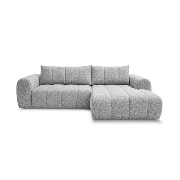 Šviesiai pilkos spalvos kampinė sofa (su dešiniuoju kampu/su gultu) Nesty – Bobochic Paris