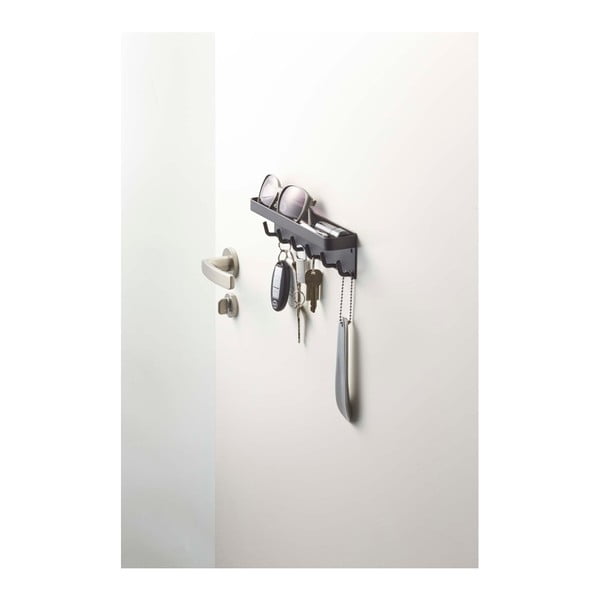 Juodas sieninis raktų laikiklis su lentyna YAMAZAKI Smart-image-4