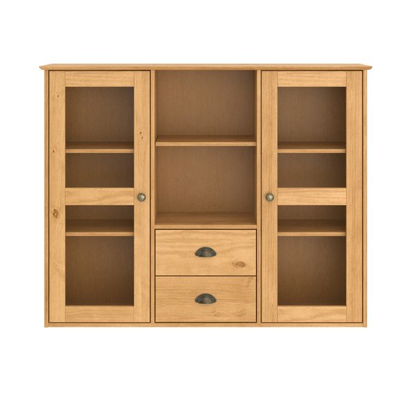 Šviesios natūralios spalvos iš pušies masyvo vitrina 127x100x30 cm Edith – Støraa