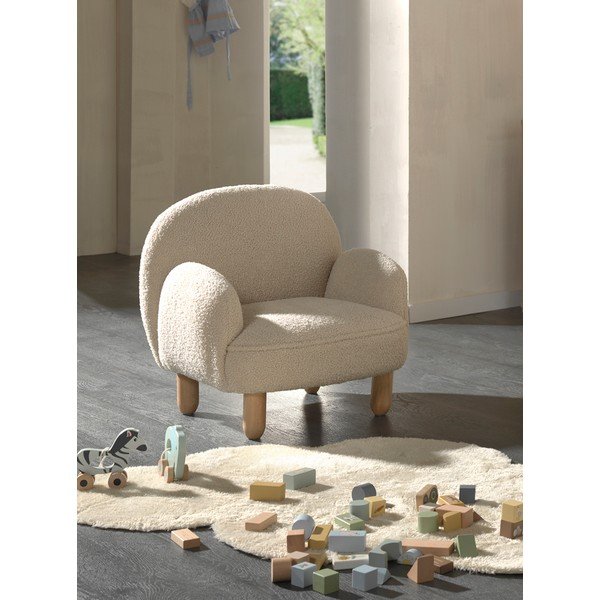 Smėlio spalvos vaikiškas krėslas iš boucle Rocky – Vipack-image-1