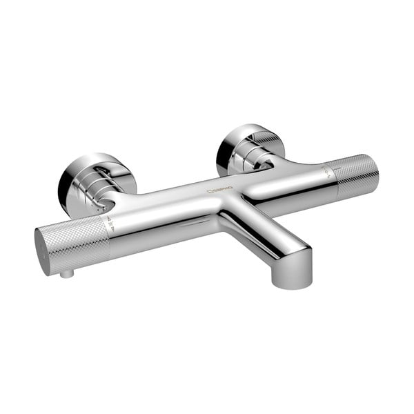 Voniai čiaupas blizgios sidabrinės spalvos prie sienos (su 2 lizdais) Solaris – Sapho