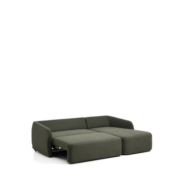 Tamsiai žalios spalvos sulankstoma kampinė sofa iš šenilinio audinio (su dešiniuoju kampu/su gultu) Laira – Kave Home-image-3