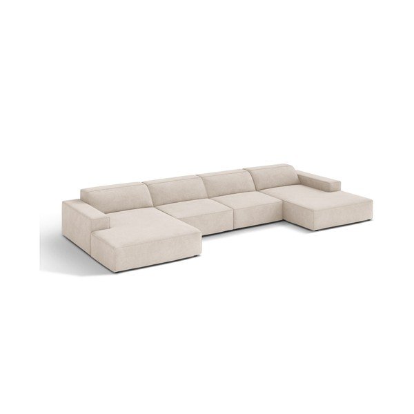 Kreminės spalvos modulinė kampinė sofa („U“ formos) Jodie – Micadoni 