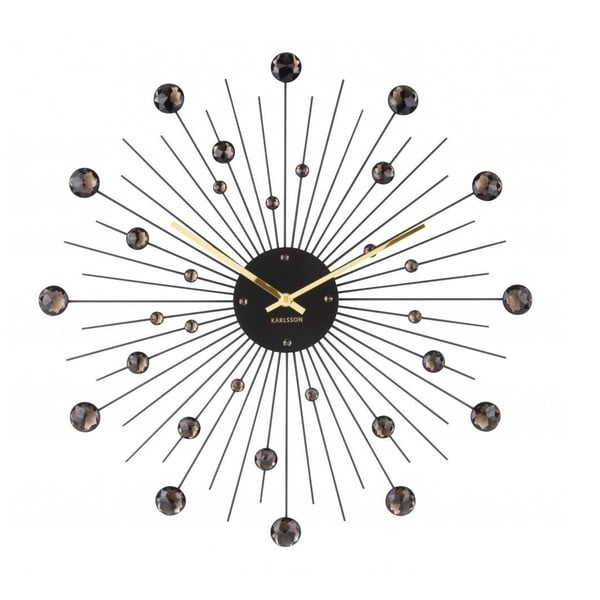 Sieninis laikrodis iš juodų kristalų Karlsson Sunburst