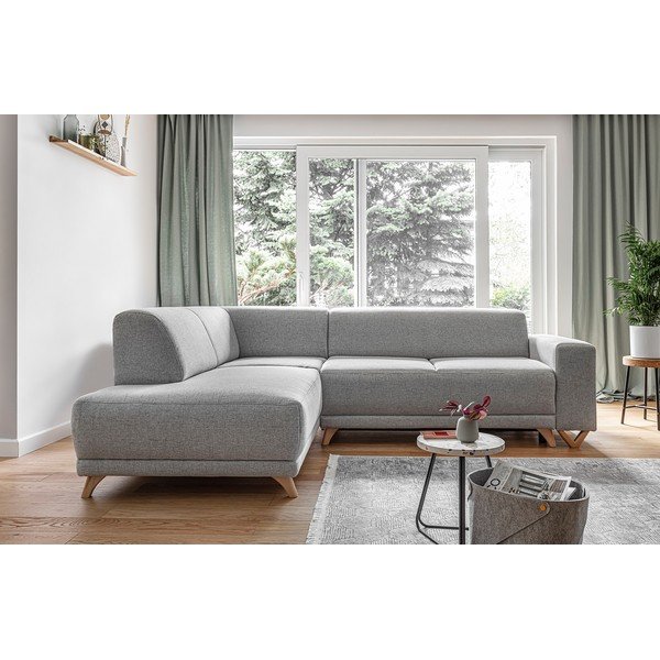 Šviesiai pilkos spalvos sulankstoma/su sandėliavimo vieta kampinė sofa (su kairiuoju kampu/„L“ formos) Classy Sophie – Miuform-image-1