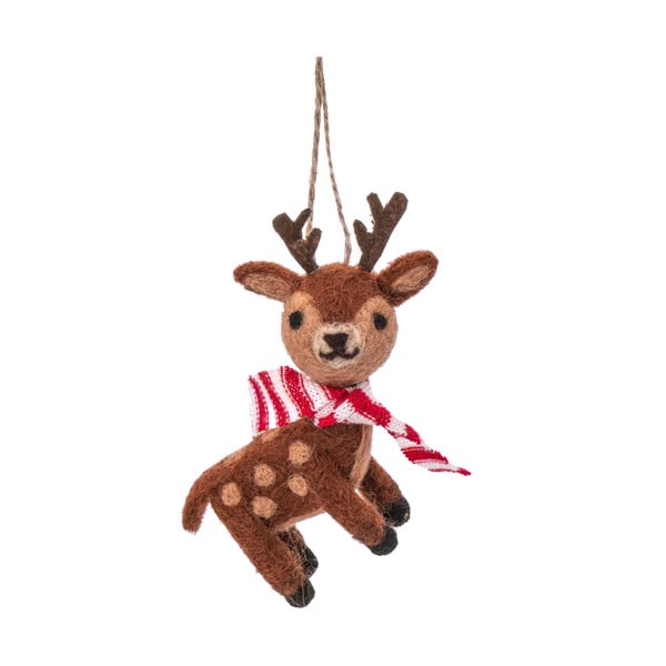 Iš vilnos rankų darbo eglutės papuošimas 12 cm Reindeer – Sass & Belle