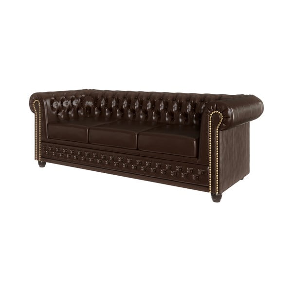 Tamsiai ruda sofa-lova iš odos imitacijos 203 cm York - Ropez