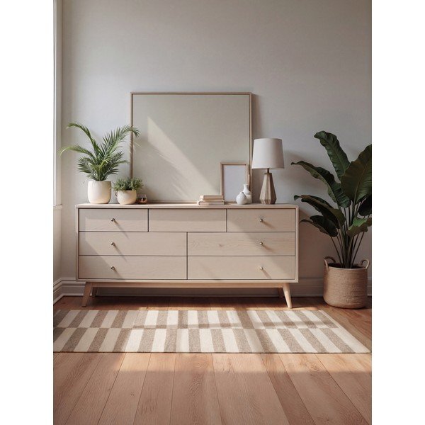 Apverčiamas/rankų darbo baltos spalvos/šviesiai rudos spalvos iš vilnos kilimas 80x150 cm Vika – Hanse Home-image-1