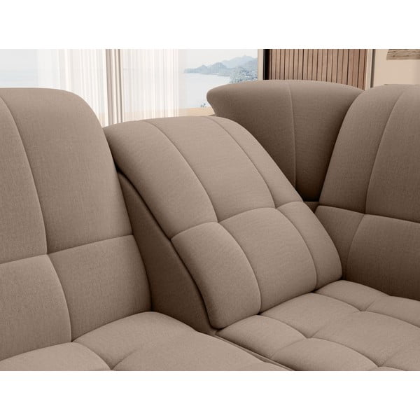 Rudos spalvos iš velveto sulankstoma/su sandėliavimo vieta kampinė sofa (su dešiniuoju kampu/„L“ formos) Sado – ELTAP-image-1