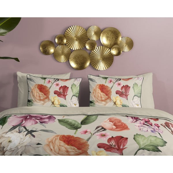 Smėlio spalvos iš satino medvilnės dvigulė/itin ilga patalynė 200x220 cm Fiori – Descanso-image-2