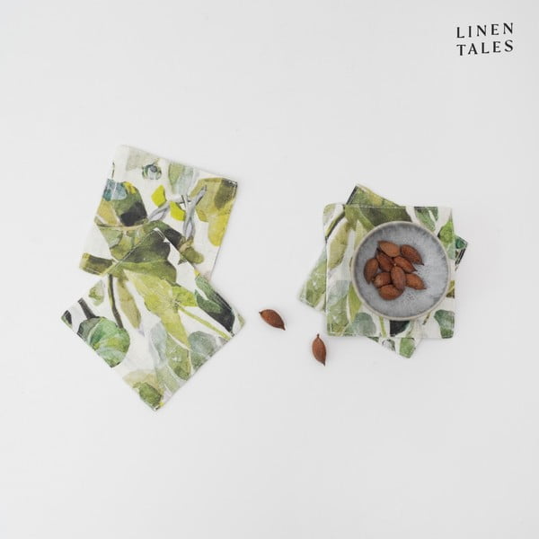 Padėkliukai iš tekstilės žalios spalvos 4 vnt. Lotus – Linen Tales