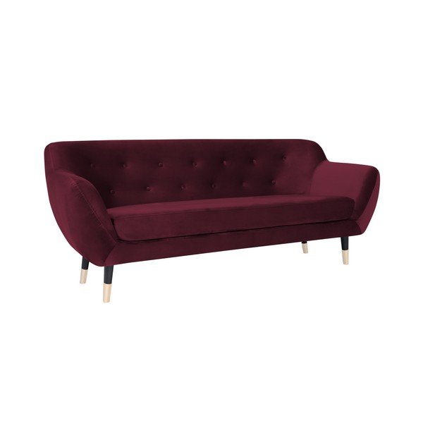 Vyno raudonos spalvos sofa su juodomis kojomis Mazzini Sofas Amelie, 188 cm-image-2