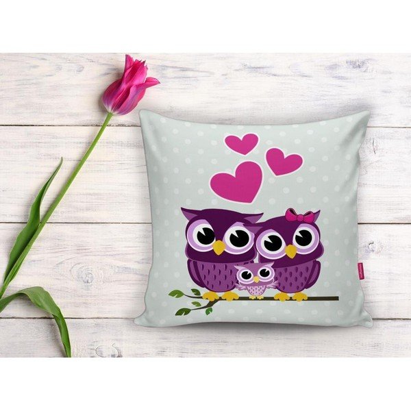 Minimalistiniai pagalvių užvalkalai Hearts Owls, 45 x 45 cm-image-2