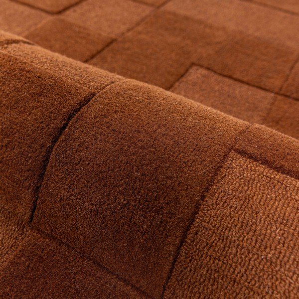 Rankų darbo terakotos spalvos iš vilnos kilimas 200x290 cm Checkerboard – Flair Rugs-image-2
