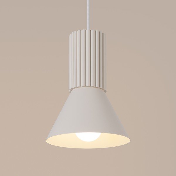 Smėlio spalvos iš metalo kabantis šviestuvas ø 14 cm Niru – Sollux-image-2