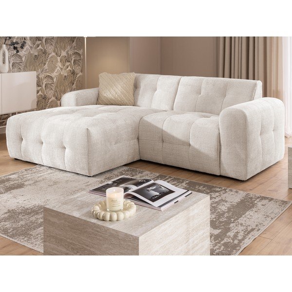 Kreminės spalvos kampinė sofa (su kairiuoju kampu/su gultu) Melva – Ropez-image-2
