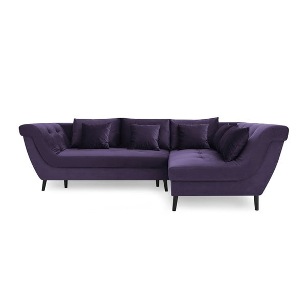 Violetinė keturių vietų sofa-lova "Bobochic Paris Real", dešinysis kampas