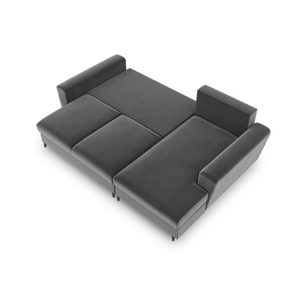 Šviesiai pilkos spalvos iš velveto sulankstoma/su sandėliavimo vieta kampinė sofa (su dešiniuoju kampu/su gultu) Kyoto – Cosmopolitan Design-image-2