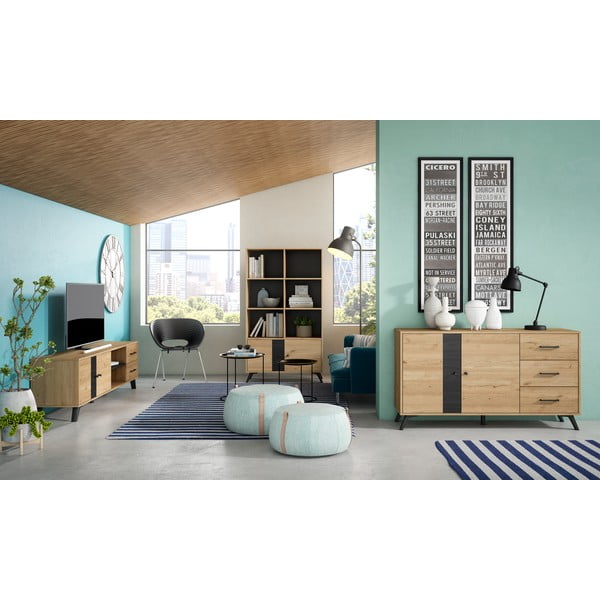 Juoda ąžuolinė knygų spinta 92x160 cm Natura - Marckeric-image-4