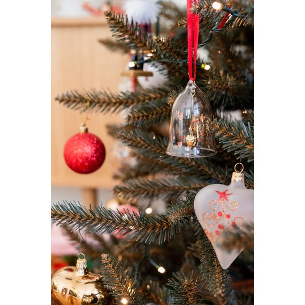 3 balto stiklo širdelės formos kalėdinių dekoracijų rinkinys Ego Decor-image-1