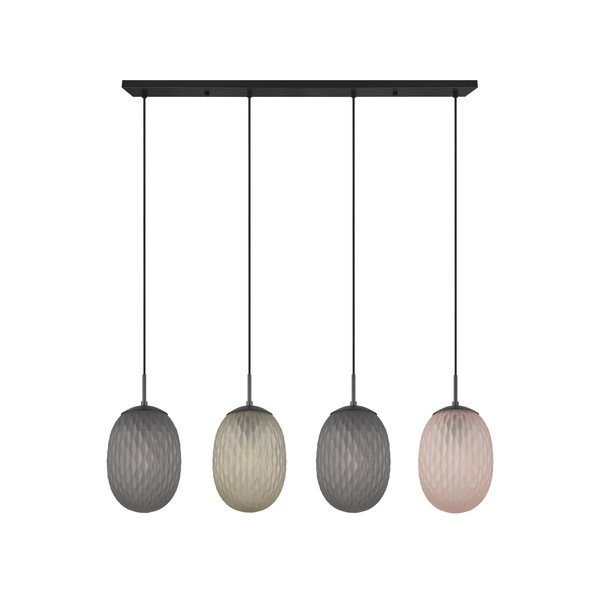 Matinės juodos spalvos kabantis šviestuvas su stiklo gaubtu Facette – Trio