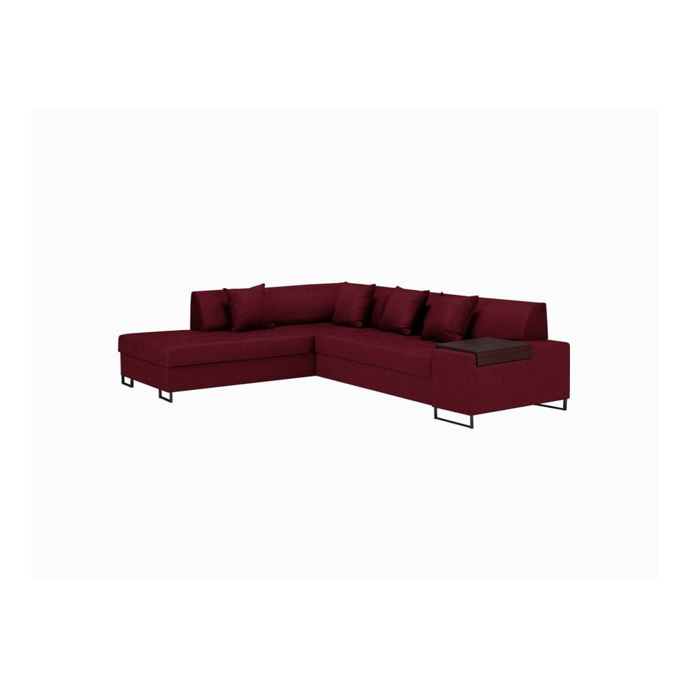 Raudona kampinė sofa-lova su juodomis kojomis "Cosmopolitan Design Orlando", kairysis kampas