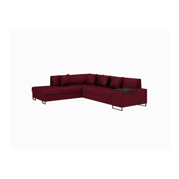 Raudona kampinė sofa-lova su juodomis kojomis "Cosmopolitan Design Orlando", kairysis kampas