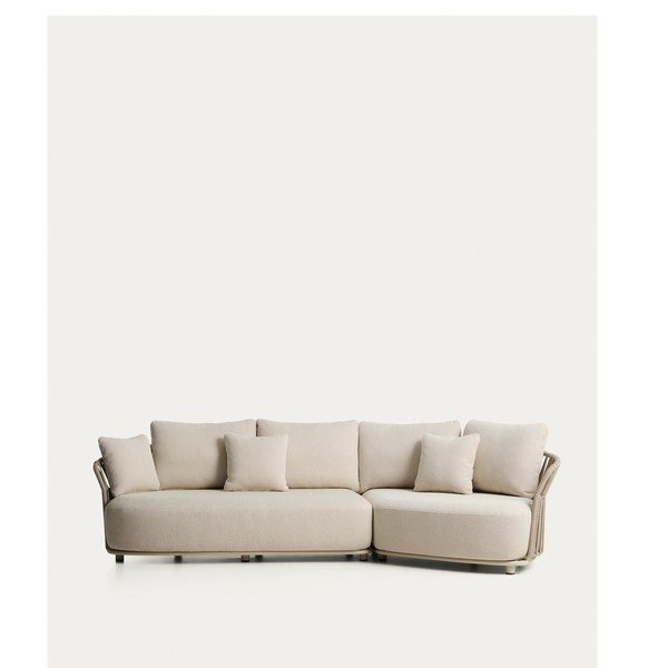 Smėlio spalvos/taupe spalvos iš audinio sodo sofa Osani – Kave Home-image-2
