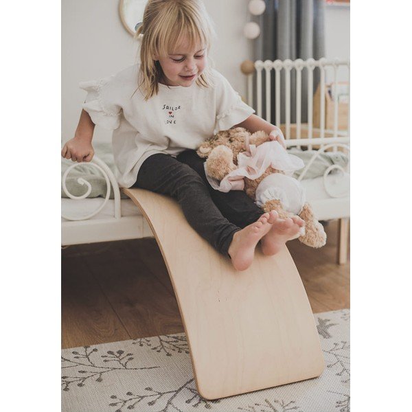 Natūralios spalvos iš pušies masyvo balansinė lenta 80x30x18 cm Montessori – Meowbaby-image-2