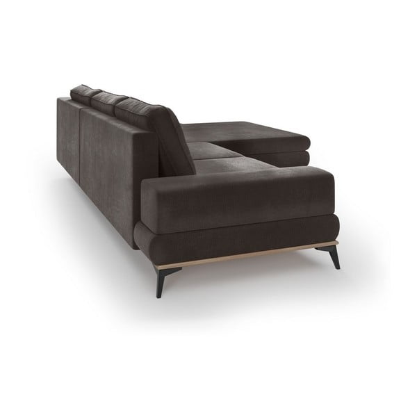 Tamsiai ruda kampinė sofa-lova su aksomo apmušalais Windsor & Co Sofas Astre, dešinysis kampas-image-4