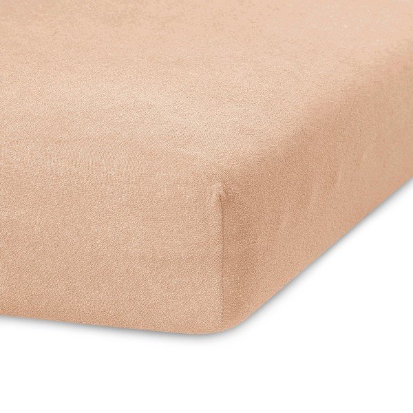 Iš frote audinio paklodė šviesiai rudos spalvos su guma 120x200 cm Ruby – AmeliaHome-image-1