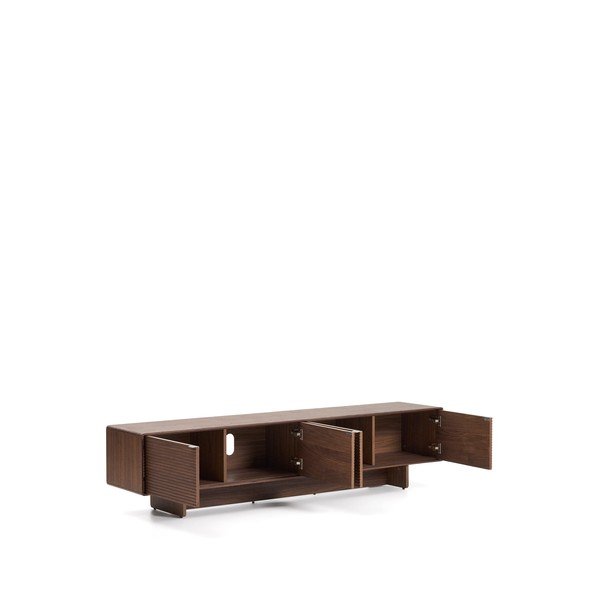 Tamsiai rudos spalvos TV spintelė iš riešutmedžio 200x46x40 cm Norlen – Kave Home-image-4