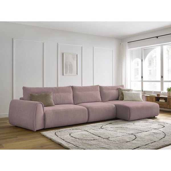 Kampinė sofa šviesiai rožinės spalvos Aden – Bobochic Paris-image-1