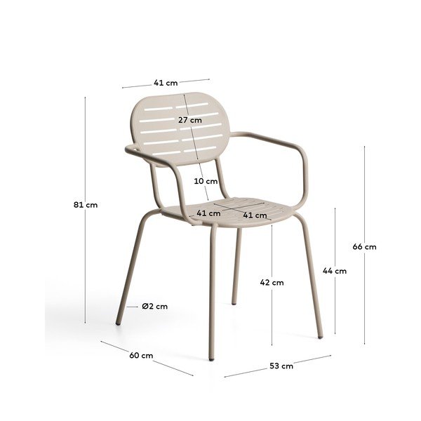 Taupe spalvos metalinė sodo kėdė Brai – Kave Home-image-4