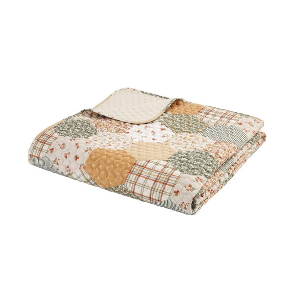 Dygsniuota lovatiesė geltonos spalvos/smėlio spalvos 220x230 cm Floral Patchwork – Catherine Lansfield-image-2