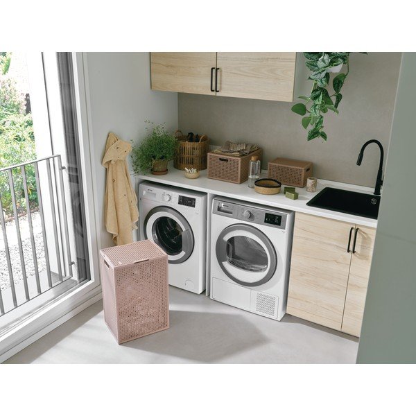 Pilkai rožinės spalvos iš perdirbto plastiko daiktadėžė su dangčiu 30x38x21 cm Kaya – Curver-image-3