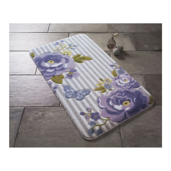 Raštuotas violetinis vonios kilimėlis Confetti Bathmats Roses, 80 x 140 cm