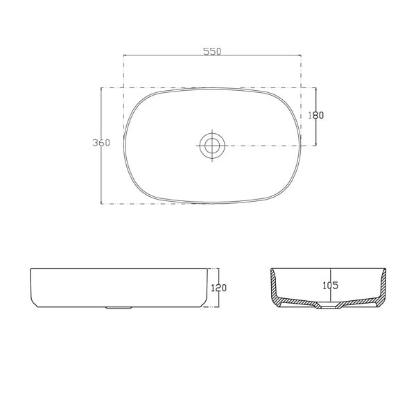 Iš keramikos praustuvas rožinės spalvos 55x36 cm Infinity Oval – Sapho-image-3
