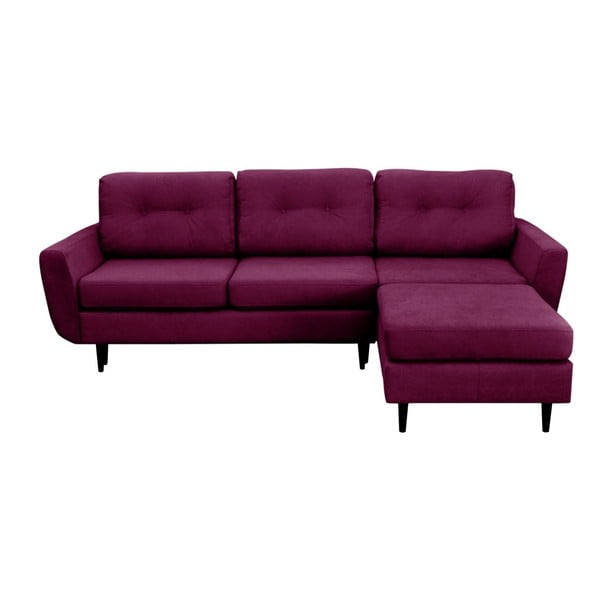 Violetinė sofa-lova su juodomis kojomis Mazzini Sofas Hortensia, dešinysis kampas