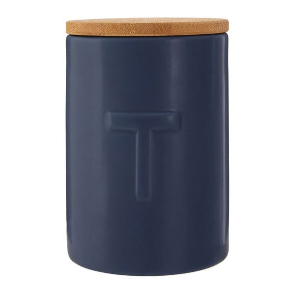 Tamsiai mėlynos spalvos arbatos indelis su bambukiniu dangteliu Premier Housewares Fenwick
