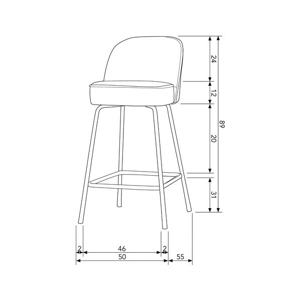 Raudonos plytų spalvos iš aksomo baro taburetė (sėdynės aukštis 64 cm) Vogue – WOOOD-image-1