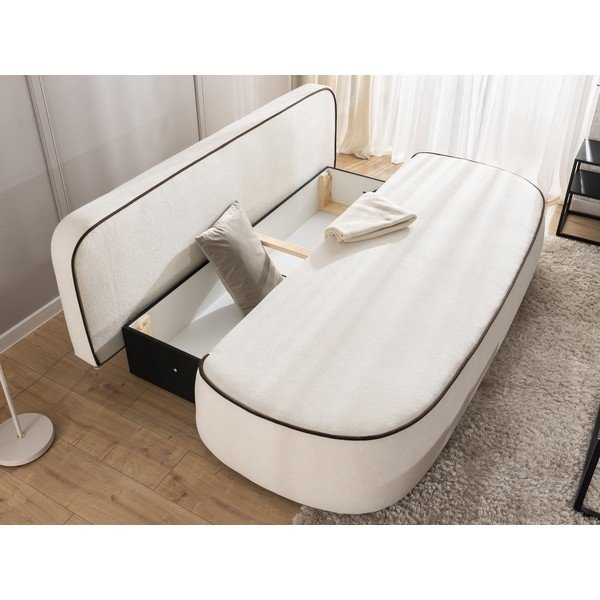 Rudos spalvos/kreminės spalvos sulankstoma/su sandėliavimo vieta sofa iš velveto 210 cm Saga – Ropez-image-3
