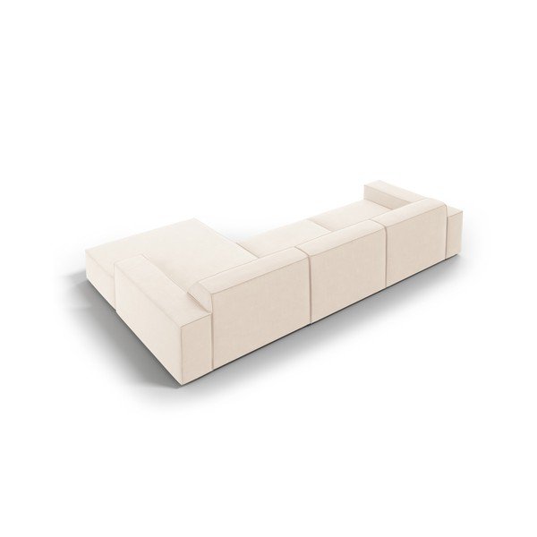 Kreminės spalvos modulinė kampinė sofa iš velveto (su dešiniuoju kampu/su gultu) Jodie – Micadoni -image-2